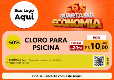 Modelo de Cartaz para Cartaz A4 Horizontal com o tema Quarta da Economia para Produtos para Piscina
