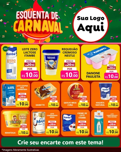 Modelo de Rede Social para Feed Instagram com o tema Esquenta de Carnaval para Frios e Laticínios