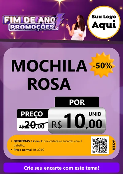 Modelo de Cartaz para Cartaz A4 Vertical com o tema Fim de Ano Promoções para Papelaria