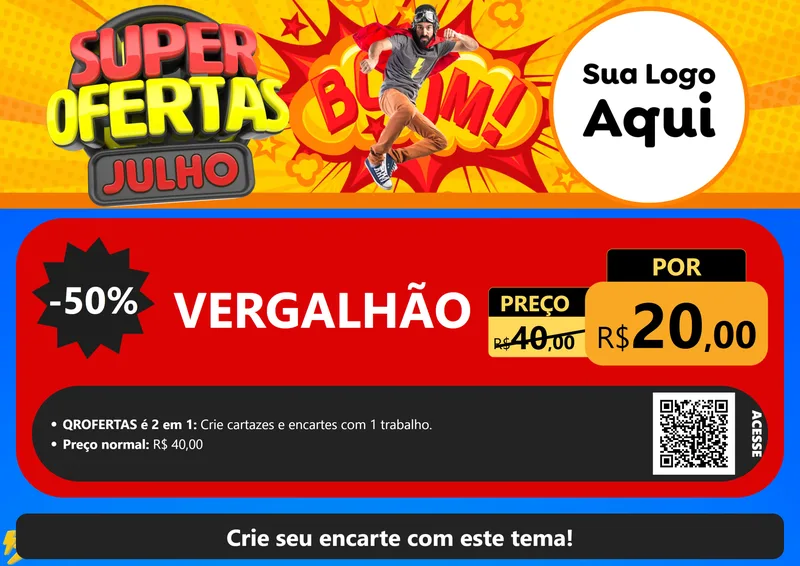 Modelo de Cartaz para Cartaz A4 Horizontal com o tema Super Ofertas Julho para Ferragens