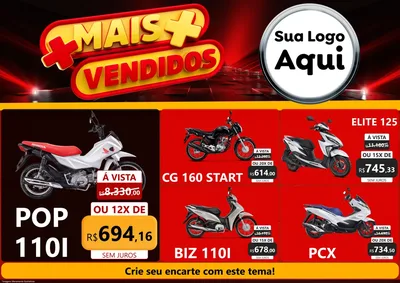 Modelo de Encarte para Encarte A4 Horizontal com o tema Mais Vendidos para Concessionaria de Motos