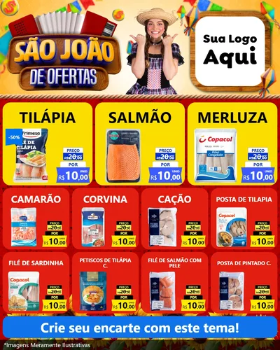 Modelo de Rede Social para Feed Instagram com o tema São João de Ofertas para Peixaria