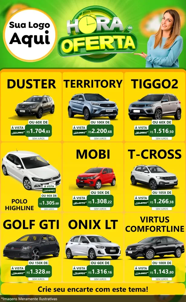 Modelo de Encarte para Encarte Grande com o tema Hora da Oferta para Concessionaria de Carros