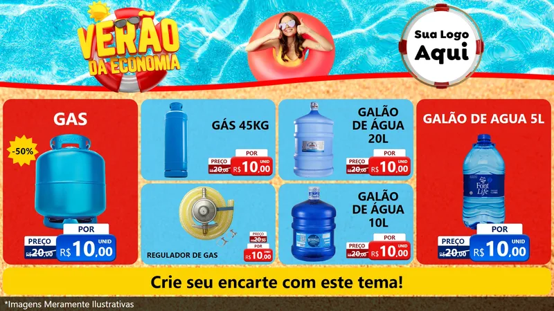 Modelo de TV para TV Horizontal com o tema Verão da Economia para Água e gás