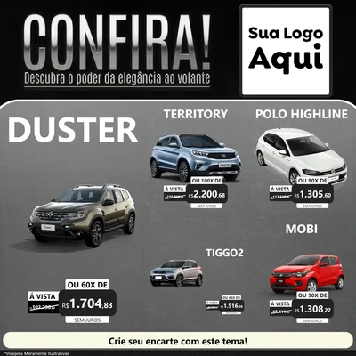 Modelo de Rede Social para Feed Facebook com o tema Confira! Descubra o poder da elegância ao volante. para Concessionaria de Carros