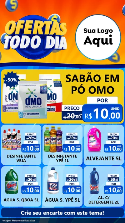Modelo de Rede Social para Stories com o tema Ofertas Todo Dia para Produtos de Limpeza