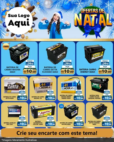 Modelo de Rede Social para Feed Instagram com o tema Ofertas de Natal para Baterias Elétricas