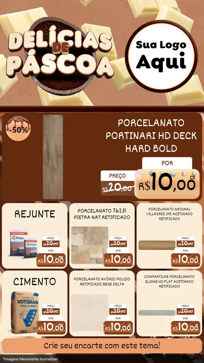 Modelo de Rede Social para Stories com o tema Delícias de Páscoa para Pisos e revestimentos