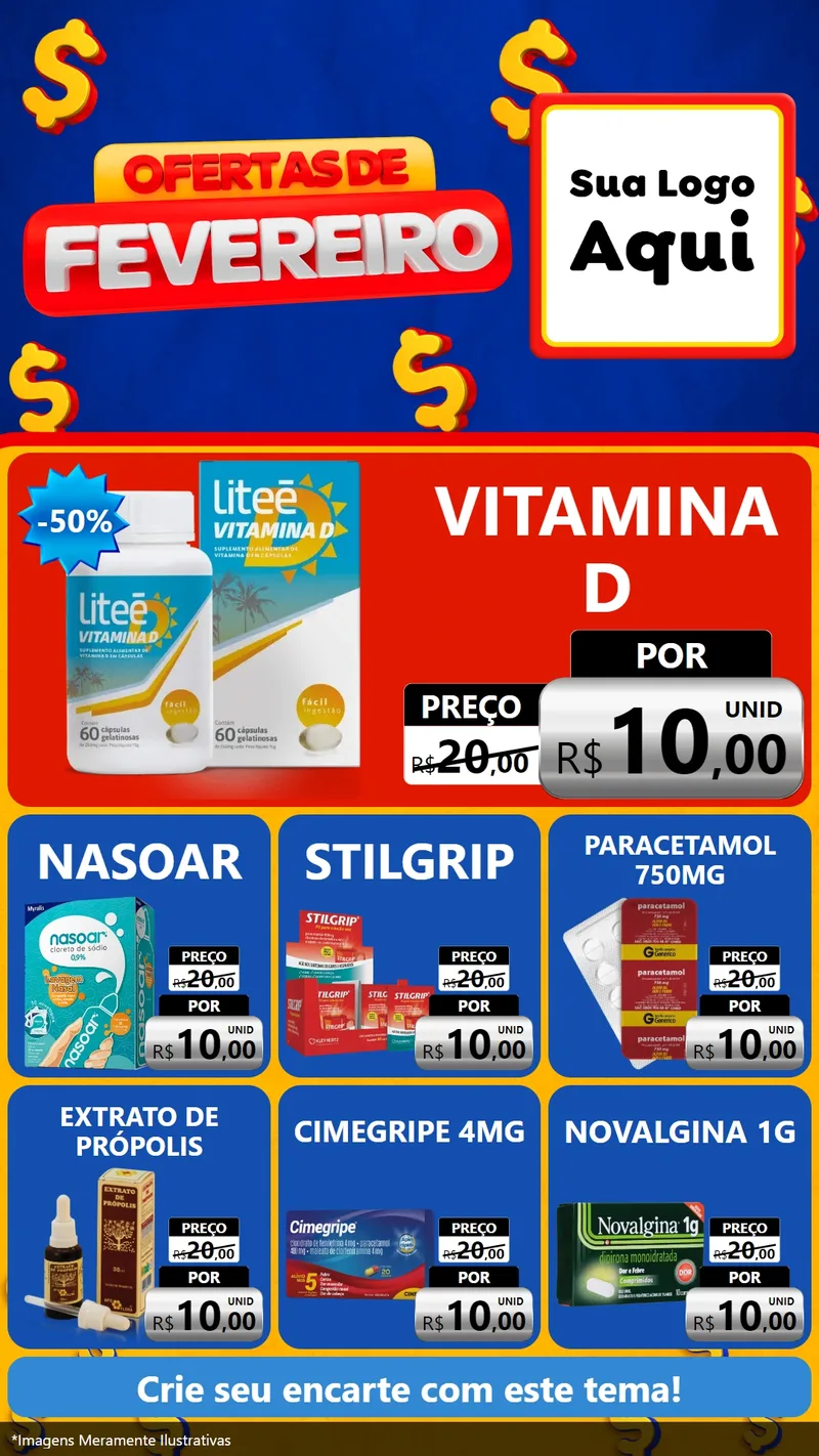 Modelo de Rede Social para Stories com o tema Ofertas de Fevereiro para Farmácia
