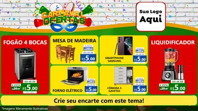 Modelo de TV para TV Horizontal com o tema Carnaval de Ofertas para Móveis e Eletro