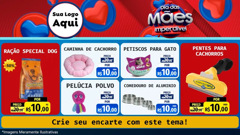 Modelo de TV para TV Horizontal com o tema Dia Das Mães Imperdível para Pet Shop
