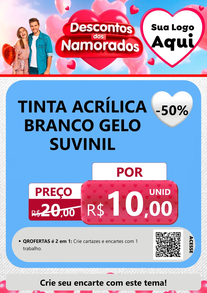 Modelo de Cartaz para Cartaz A4 Vertical com o tema Descontos dos Namorados para Tintas e Ferramentas