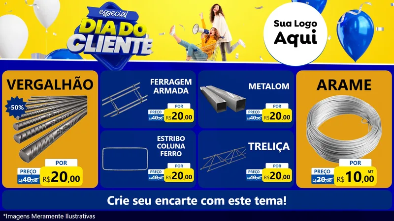 Modelo de TV para TV Horizontal com o tema Especial Dia do Cliente para Ferragens