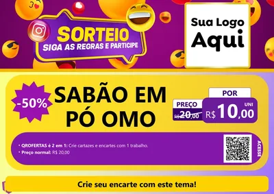 Modelo de Cartaz para Cartaz A4 Horizontal com o tema Sorteio para Produtos de Limpeza