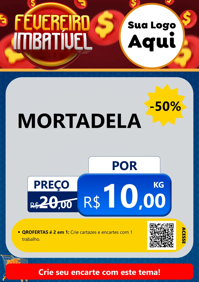 Modelo de Cartaz para Cartaz A4 Vertical com o tema Fevereiro Imbatível para Frios e Laticínios