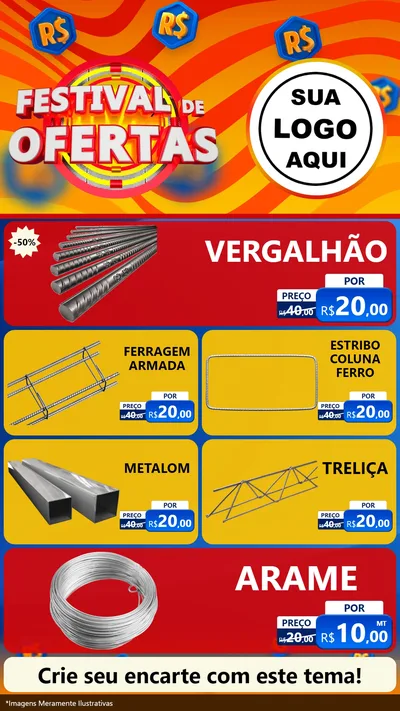 Modelo de TV para TV Vertical com o tema Festival de Ofertas para Ferragens