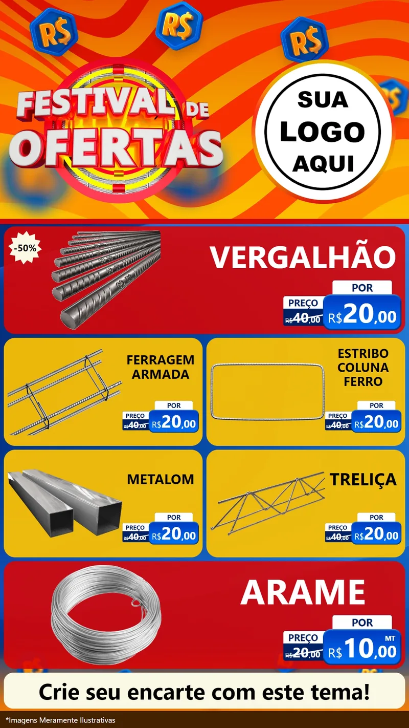Modelo de TV para TV Vertical com o tema Festival de Ofertas para Ferragens