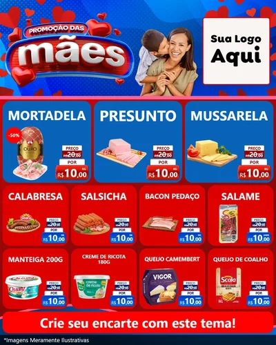 Modelo de Rede Social para Feed Instagram com o tema Promoção das Mães para Frios e Laticínios