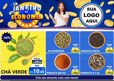 Modelo de Encarte para Encarte A4 Horizontal com o tema Janeiro da Economia para Produtos Naturais