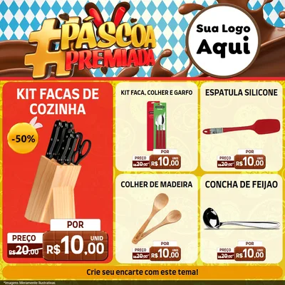 Modelo de Rede Social para Feed Facebook com o tema Páscoa Premiada para Utilidades Domésticas
