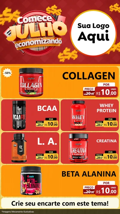 Modelo de TV para TV Vertical com o tema Comece Julho Economizando para Suplementos alimentares
