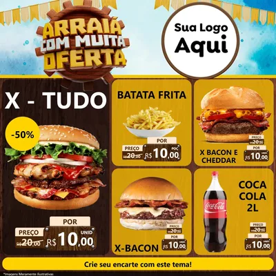 Modelo de Rede Social para Feed Facebook com o tema Ofertas de São João - Junina para Hamburgueria