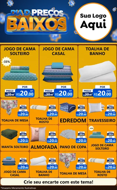 Modelo de Encarte para Encarte Grande com o tema Dia D Preço Baixo para Cama, Mesa e Banho