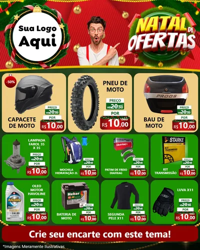 Modelo de Rede Social para Feed Instagram com o tema Natal de Ofertas para Moto peças