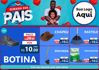 Modelo de Encarte para Encarte A4 Horizontal com o tema Semana Dos Pais para Agropecuária