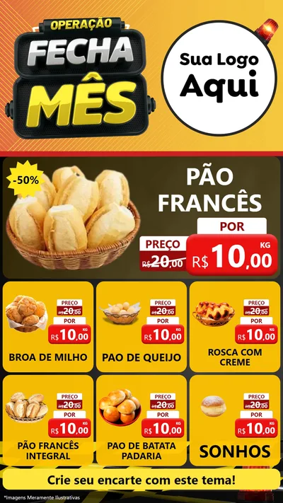 Modelo de Rede Social para Stories com o tema Operação Fecha Mês para Padaria