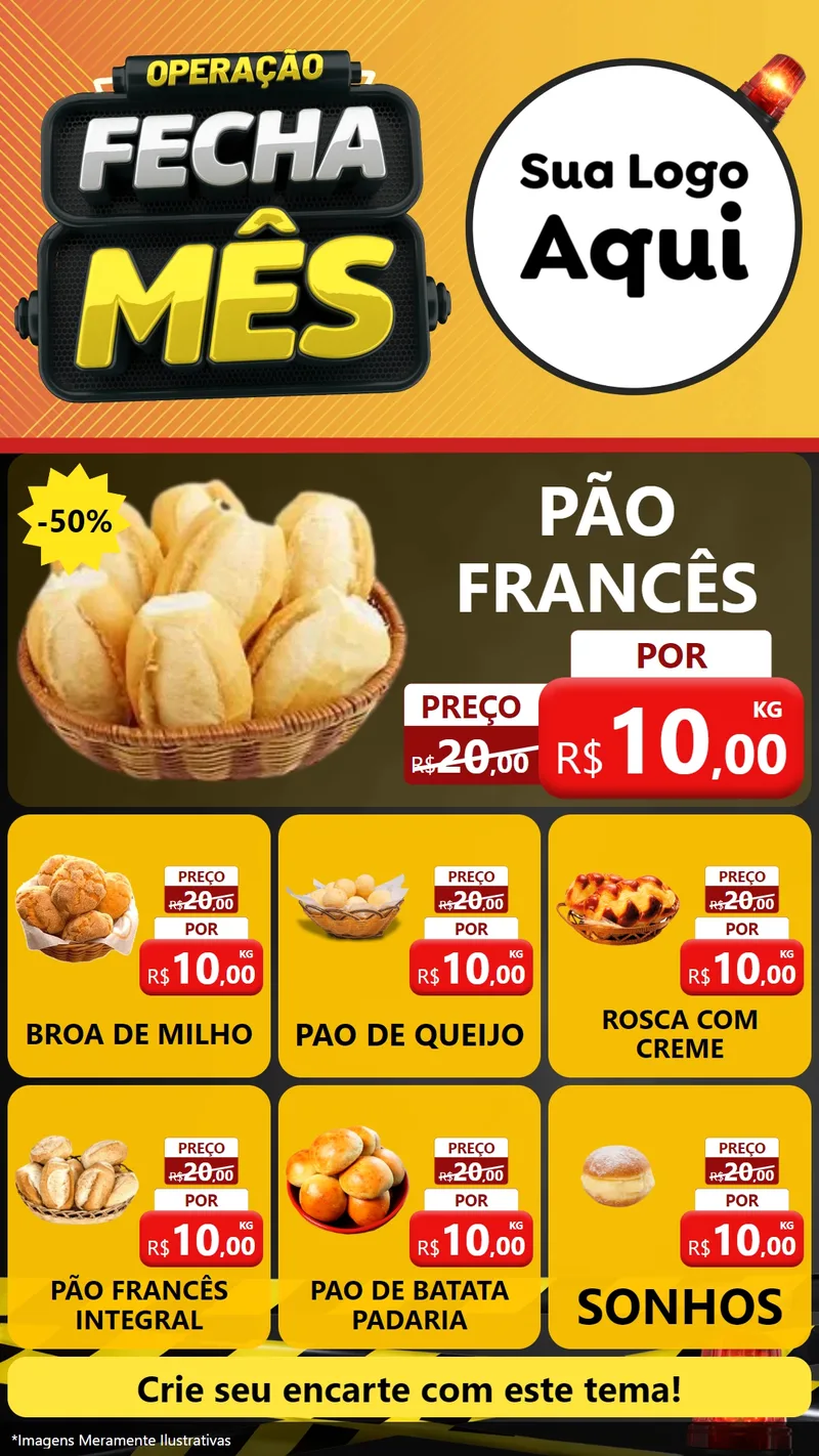 Modelo de Rede Social para Stories com o tema Operação Fecha Mês para Padaria