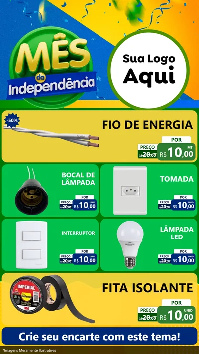 Modelo de TV para TV Vertical com o tema Mês da Independência para Materiais Elétricos