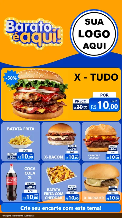 Modelo de Rede Social para Stories com o tema Barato é aqui para Hamburgueria