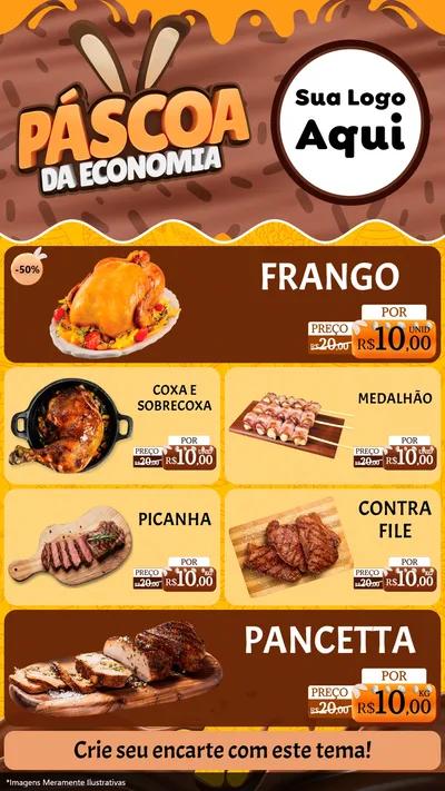 Modelo de TV para TV Vertical com o tema Páscoa da Economia para Assados
