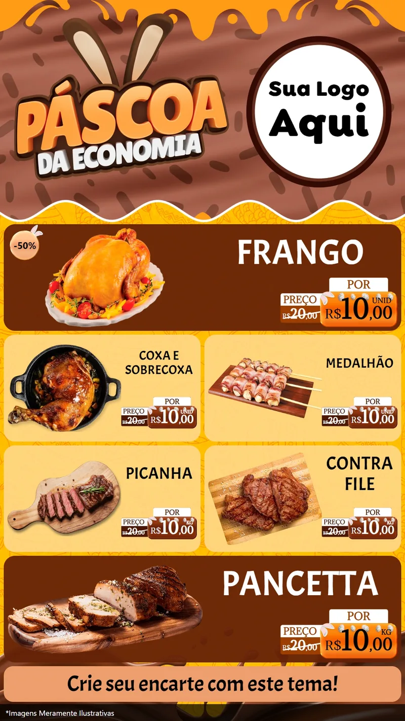 Modelo de TV para TV Vertical com o tema Páscoa da Economia para Assados