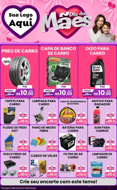 Modelo de Encarte para Encarte Grande com o tema Dia das Mães para Auto peças