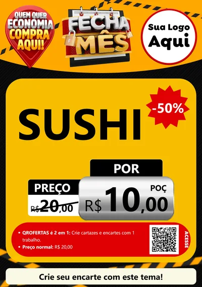 Modelo de Cartaz para Cartaz A4 Vertical com o tema Fecha Mês para Comida japonesa