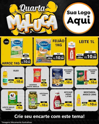 Modelo de Rede Social para Feed Instagram com o tema Quarta Maluca para Supermercado