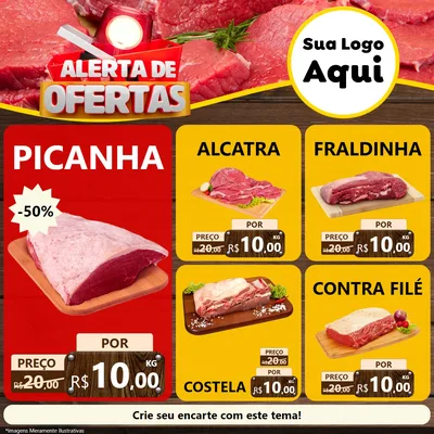 Modelo de Rede Social para Feed Facebook com o tema Alerta de Ofertas para Açougue