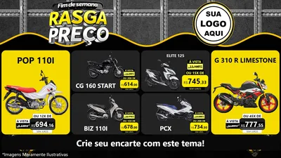 Modelo de TV para TV Horizontal com o tema Fim de Semana Rasga Preço para Concessionaria de Motos