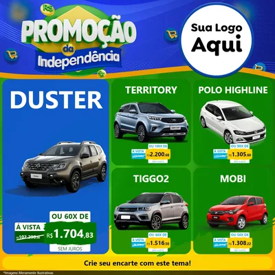 Modelo de Rede Social para Feed Facebook com o tema Promoção da Independência para Concessionaria de Carros