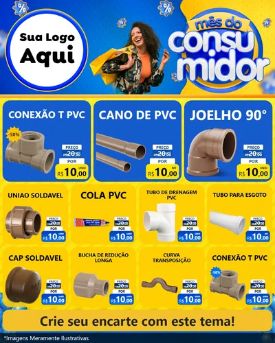 Modelo de Rede Social para Feed Instagram com o tema Mês do Consumidor para Tubos e conexões