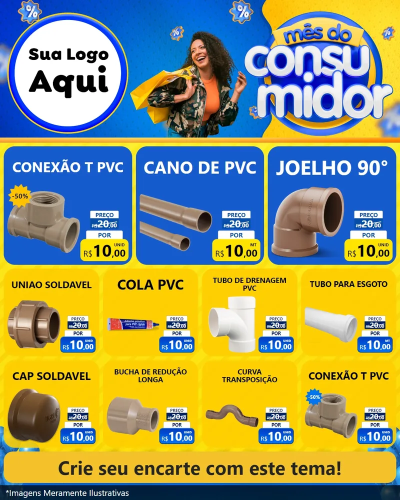 Modelo de Rede Social para Feed Instagram com o tema Mês do Consumidor para Tubos e conexões