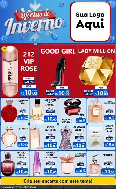 Modelo de Encarte para Encarte Grande com o tema Ofertas de Inverno para Perfumes