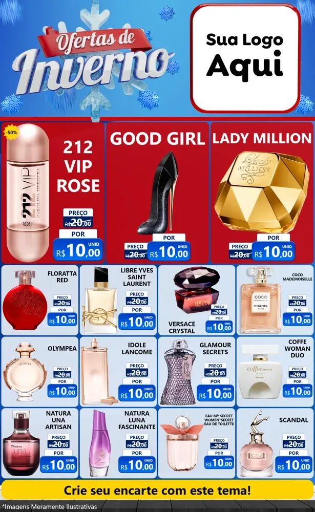Modelo de Encarte para Encarte Grande com o tema Ofertas de Inverno para Perfumes