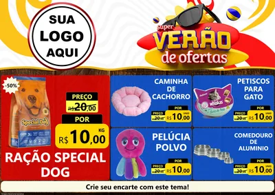 Modelo de Encarte para Encarte A4 Horizontal com o tema Super Verão de Ofertas para Pet Shop