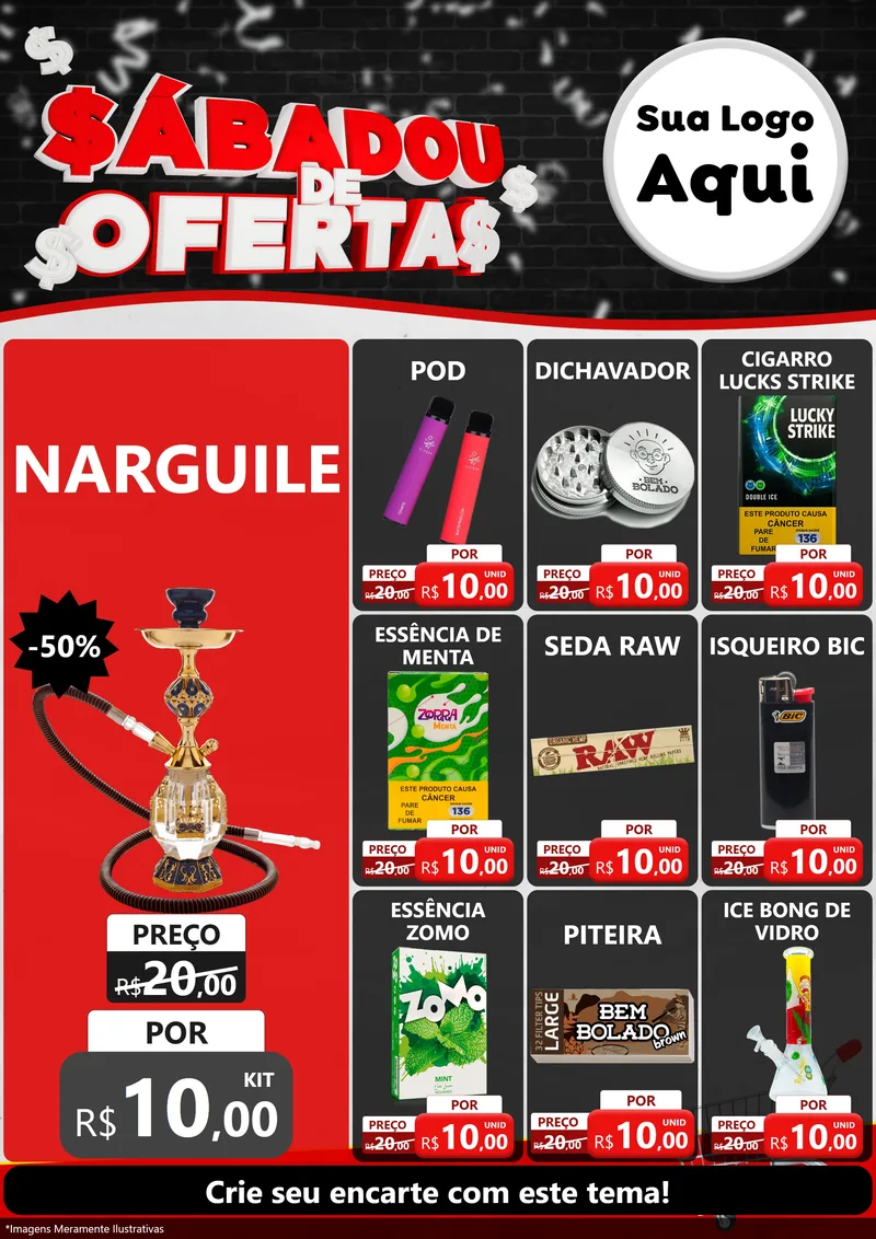 Modelo de Encarte para Encarte A4 Vertical com o tema Sabadou de Ofertas para Tabacaria
