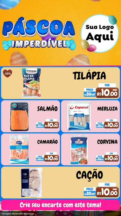Modelo de TV para TV Vertical com o tema Páscoa Imperdível para Peixaria