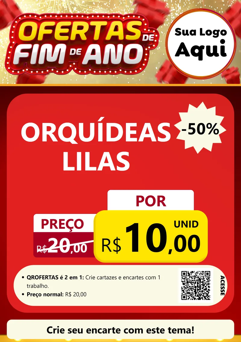 Modelo de Cartaz para Cartaz A4 Vertical com o tema Ofertas de Fim de Ano para Floricultura e jardim