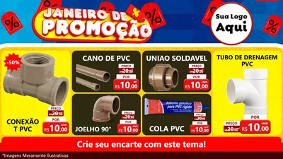Modelo de TV para TV Horizontal com o tema Janeiro de Promoção para Tubos e conexões